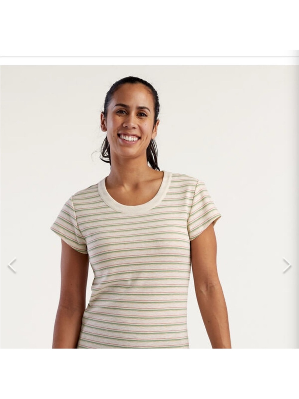 Title Nine Headlands Ribbed Tee T-Shirt Pink Stripes Stink Stopper NWT Size XS